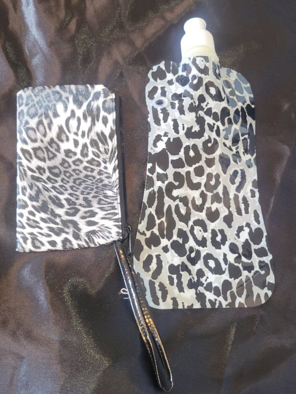 FREE Snow leopard print clutch and water bottle